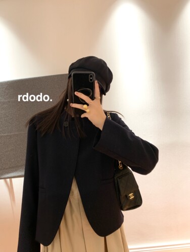 Rdodo 贵货发财宅女同款JILSANDER进口精纺全羊毛斜门襟短款外套