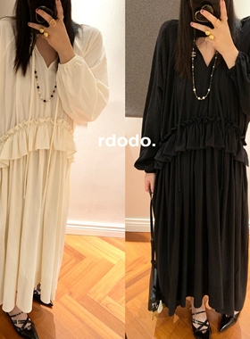 Rdodo自线 JILSANDER风日本水洗肌理棉浪漫主义花边仙女连衣裙