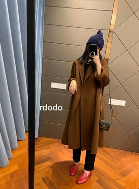 Rdodo自线 意大利经典labbro水波纹裙摆大摆高支羊绒羊毛长款大衣