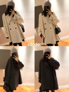 Rdodo M家weekend明星款经典双排扣斗篷软糯高支山羊绒羊毛大衣