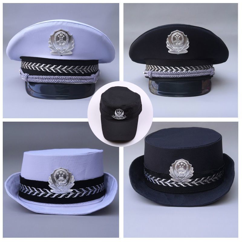 儿童大盖帽警察帽幼儿园男女童小交警帽新款保安帽3-6岁标贴定制
