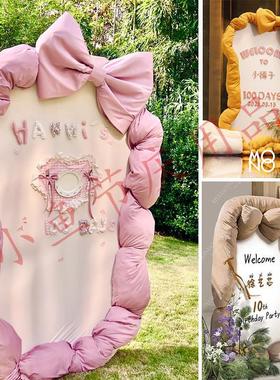 蝴蝶结迎宾牌填充棉拍照道具