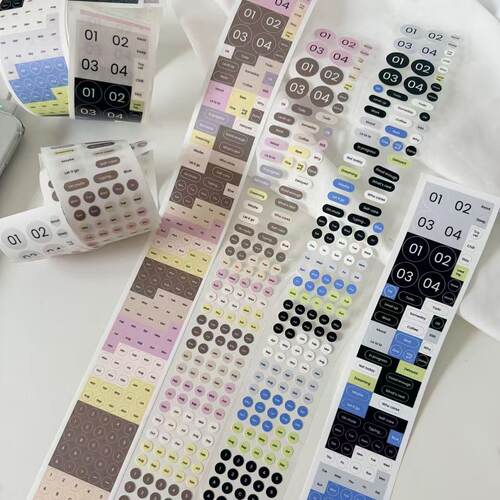 PaperNice原创实用功能数字字母状态模切合成纸手帐胶带贴纸素材