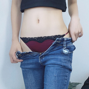 性感丁字裤骚火辣一根线蕾丝光感绸缎面欧美t裤无痕超薄情趣短裤