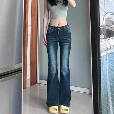 运费险美式辣妹低腰微喇牛仔裤女