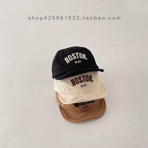 婴儿帽子春秋刺绣鸭舌帽