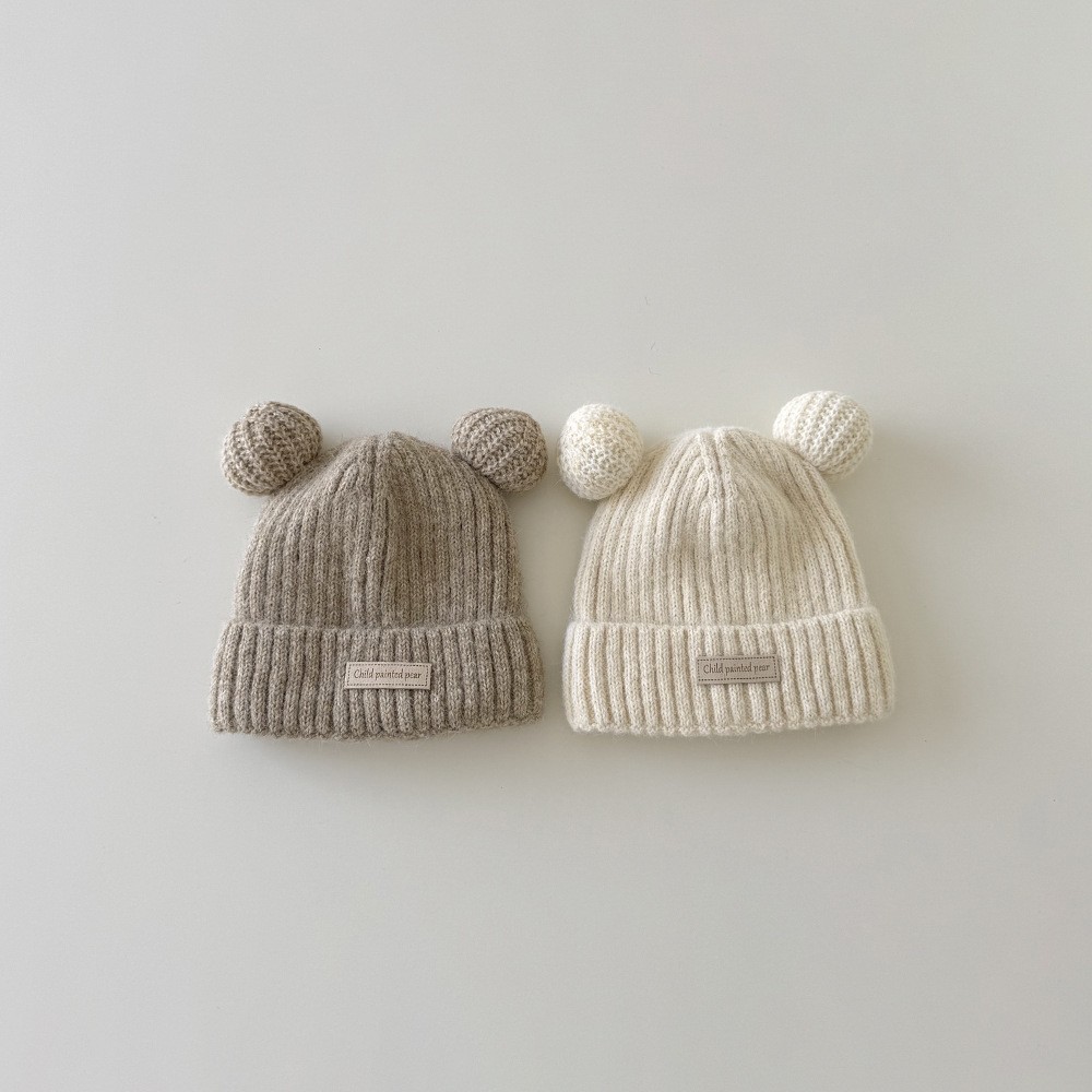 韩国婴儿帽子秋冬新款可爱小熊针织保暖儿童护耳冬季宝宝毛线帽