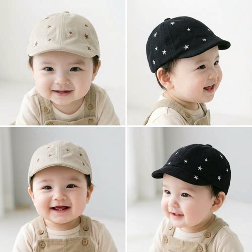 韩国婴儿帽子春秋季新款星星前进帽婴幼儿贝雷帽新生儿宝宝鸭舌帽