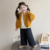 小女孩针织衫 女童毛衣套装 儿童洋气宝宝秋季 2026新款 三件套 春春款