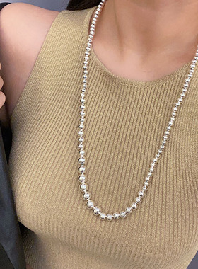 黄铜珠珠项链时髦极简长款毛衣链