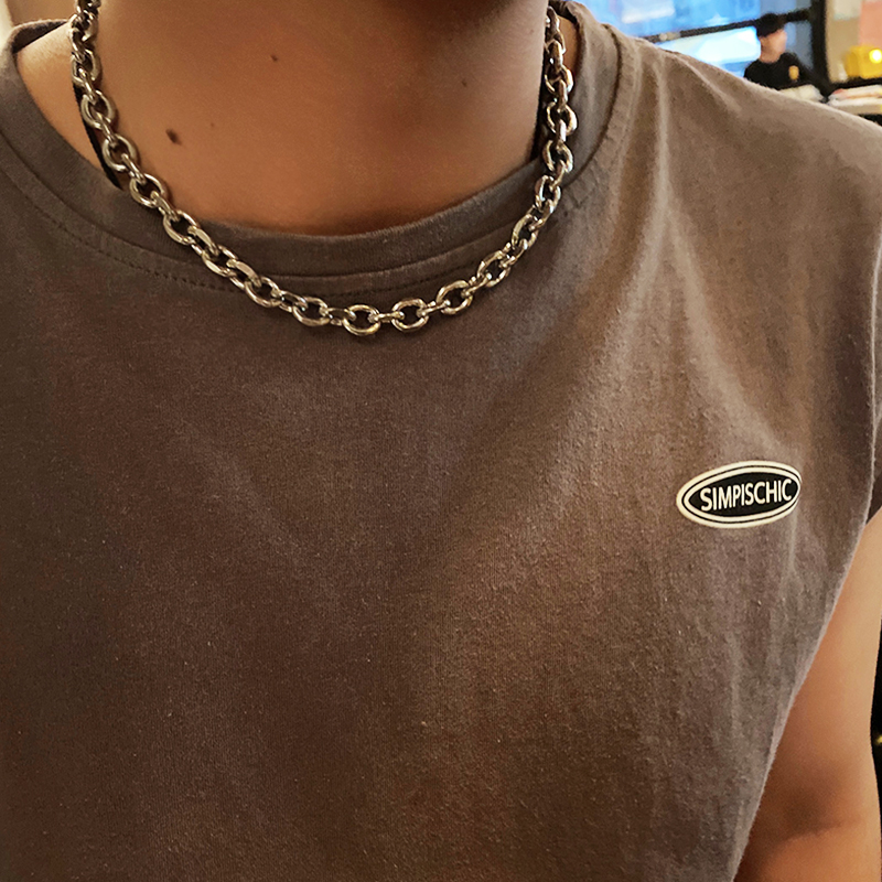 Queen钛钢不褪色嘻哈潮款项链男女情侣款 百搭个性原创设计裸链粗