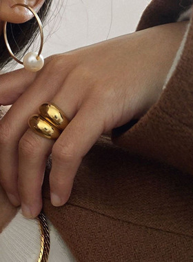 钛钢洗澡可以带厚重时髦百搭戒指