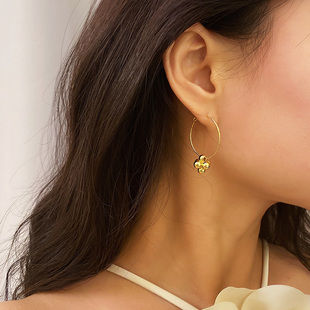 GWE欧美ins博主同款银球金球圈圈耳环高级百搭时髦花球吊坠耳圈女