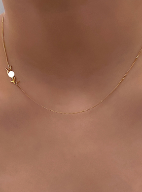 GWE欧美ins小众设计感轻奢18k字母项链女极简性感百搭超细锁骨链