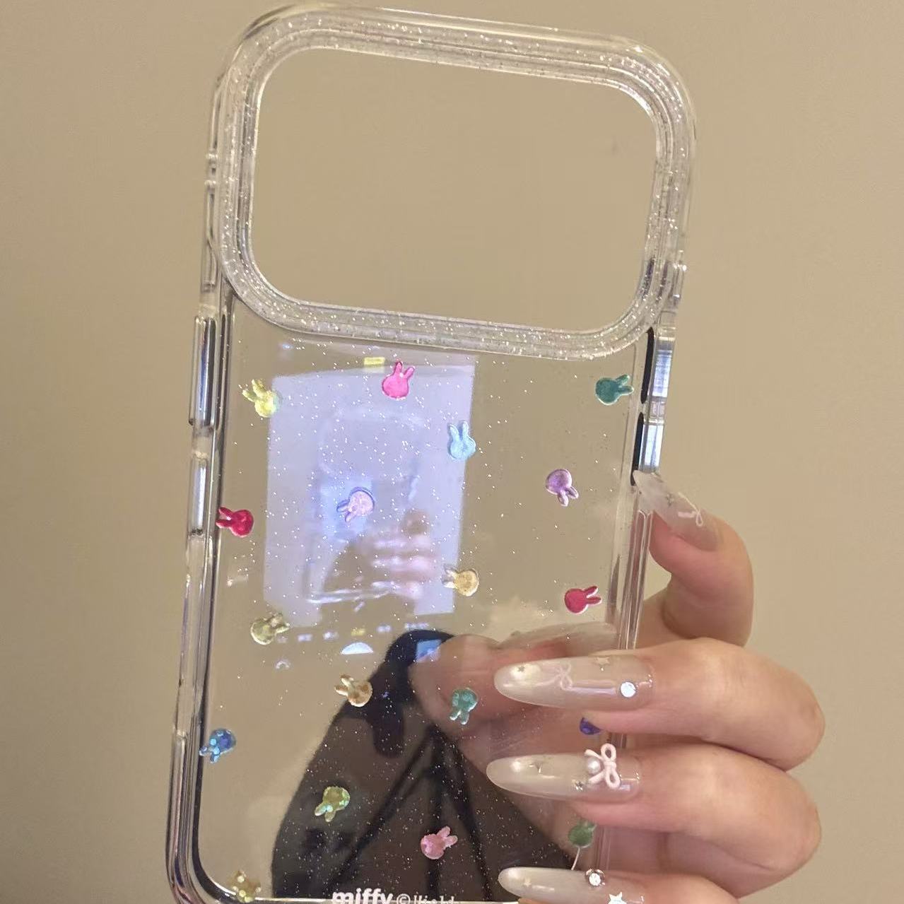 ins透底彩色猫咪米菲兔小脑瓜适用ihone17promax苹果16pr手机壳15