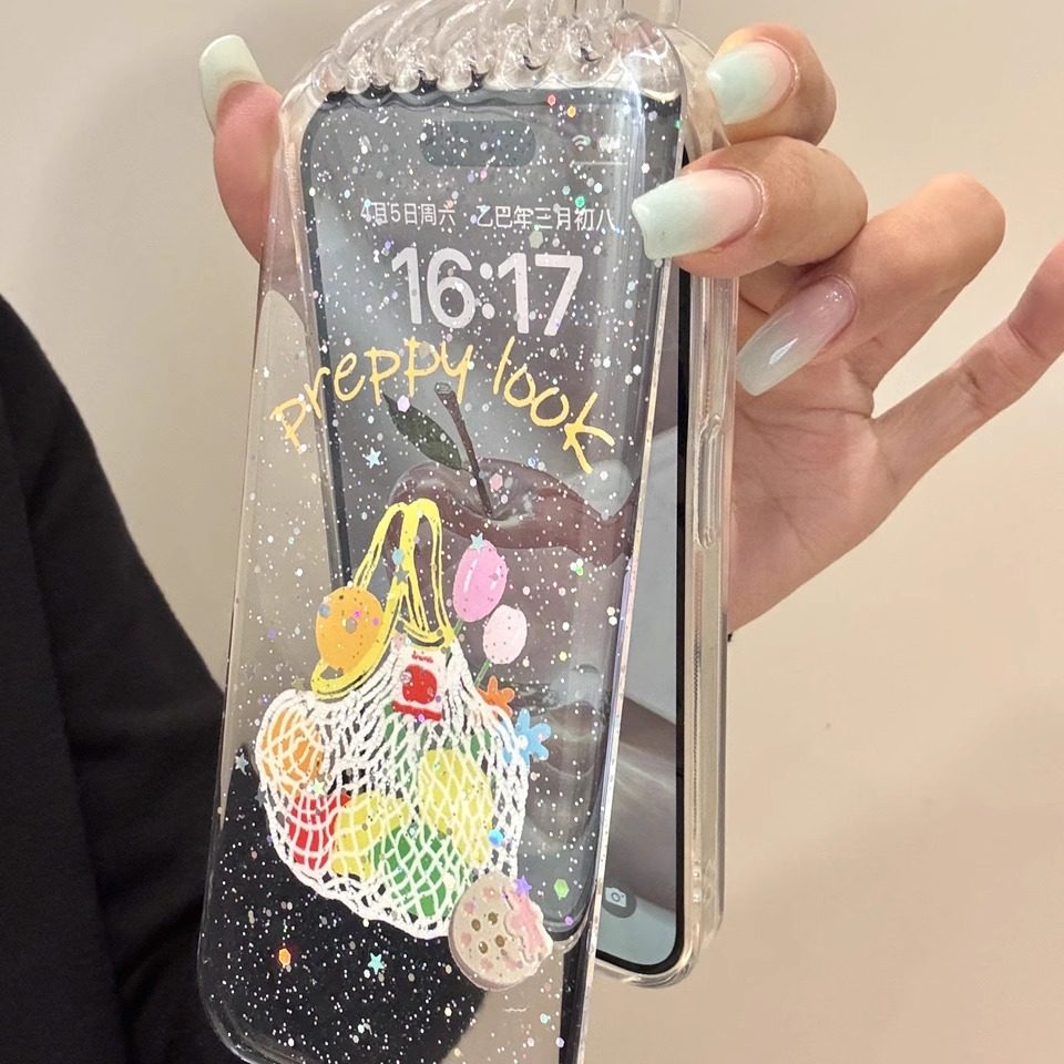 创意闪粉果篮翻盖支架适用iphone16promax苹果15p手机壳14新款13,3C数码配件,手机保护套/壳,淘宝优惠券,粉丝福利购,淘宝优惠卷