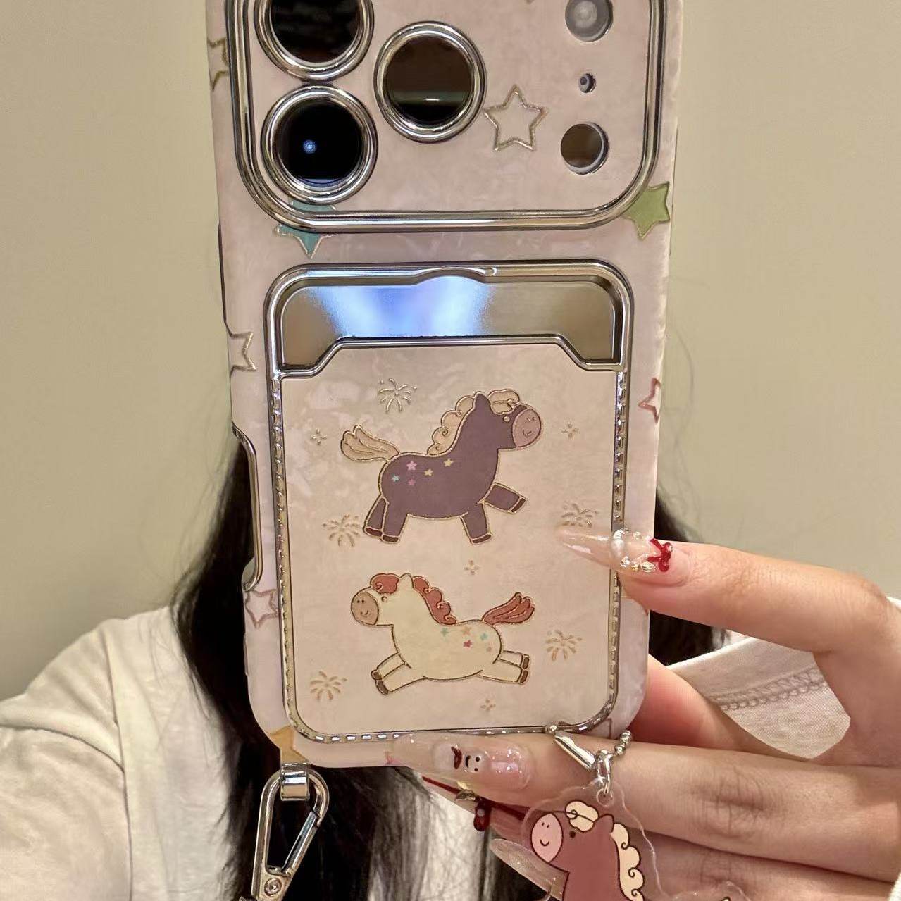 卡通可爱鎏金烟花小马卡包适用于iphone17promax苹果16pr手机壳15,3C数码配件,手机保护套/壳,淘宝优惠券,粉丝福利购,淘宝优惠卷