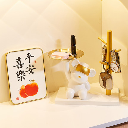 可爱小熊入户进门口钥匙收纳玄关摆件客厅家居鞋柜新房装饰品礼物