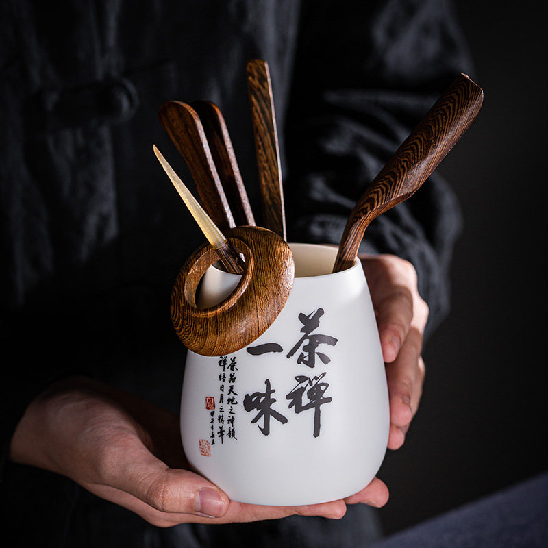 赢匠羊脂玉德化白瓷实木茶道六君子套装陶瓷多功能收纳桶花瓶配件,餐饮具,茶道/零配,淘宝优惠券,粉丝福利购,淘宝优惠卷