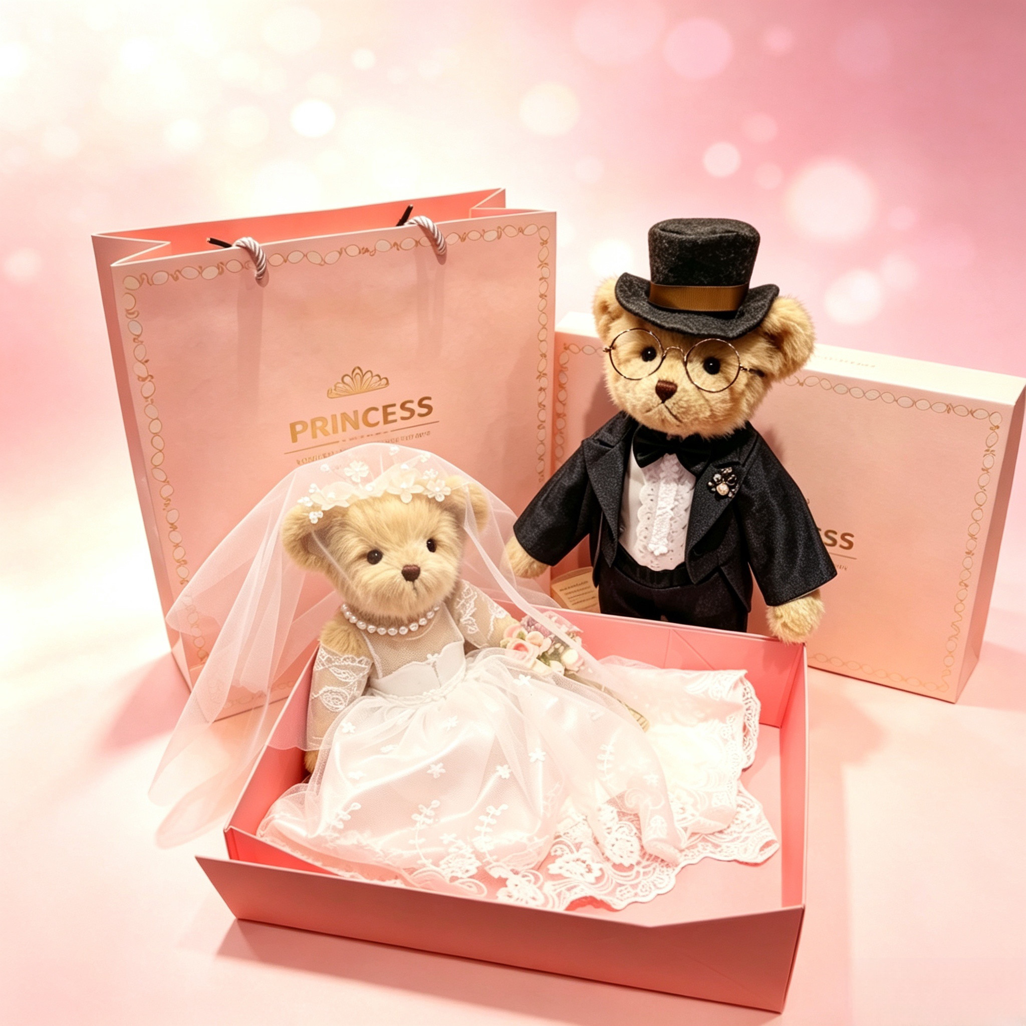 压床娃娃一对高档婚房情侣婚纱泰迪熊公仔玩偶毛绒玩具结婚礼物