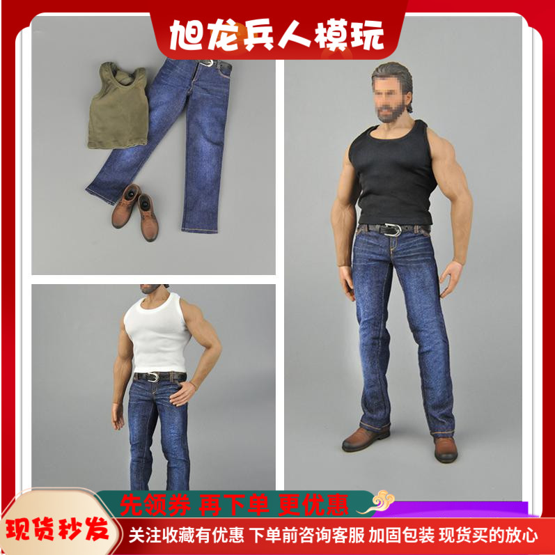 背心牛仔裤肌肉兵人现货