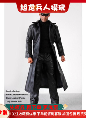 现货 1:6兵人 FT014 哥特皮衣外套 黑色风衣套装 适合12寸 男素体