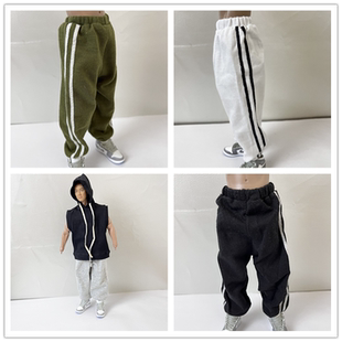 现货 1/6 潮流兵人 DG014 宽松款 条纹长裤 嘻哈风格 运动裤 长裤