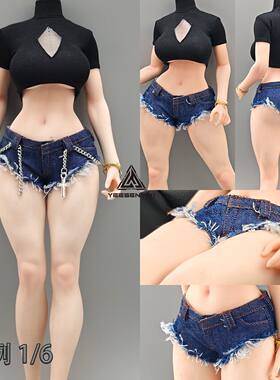 现货 1/6兵人 DG083 潮流女式短裤 牛仔裤 超短牛仔热裤 12寸模型