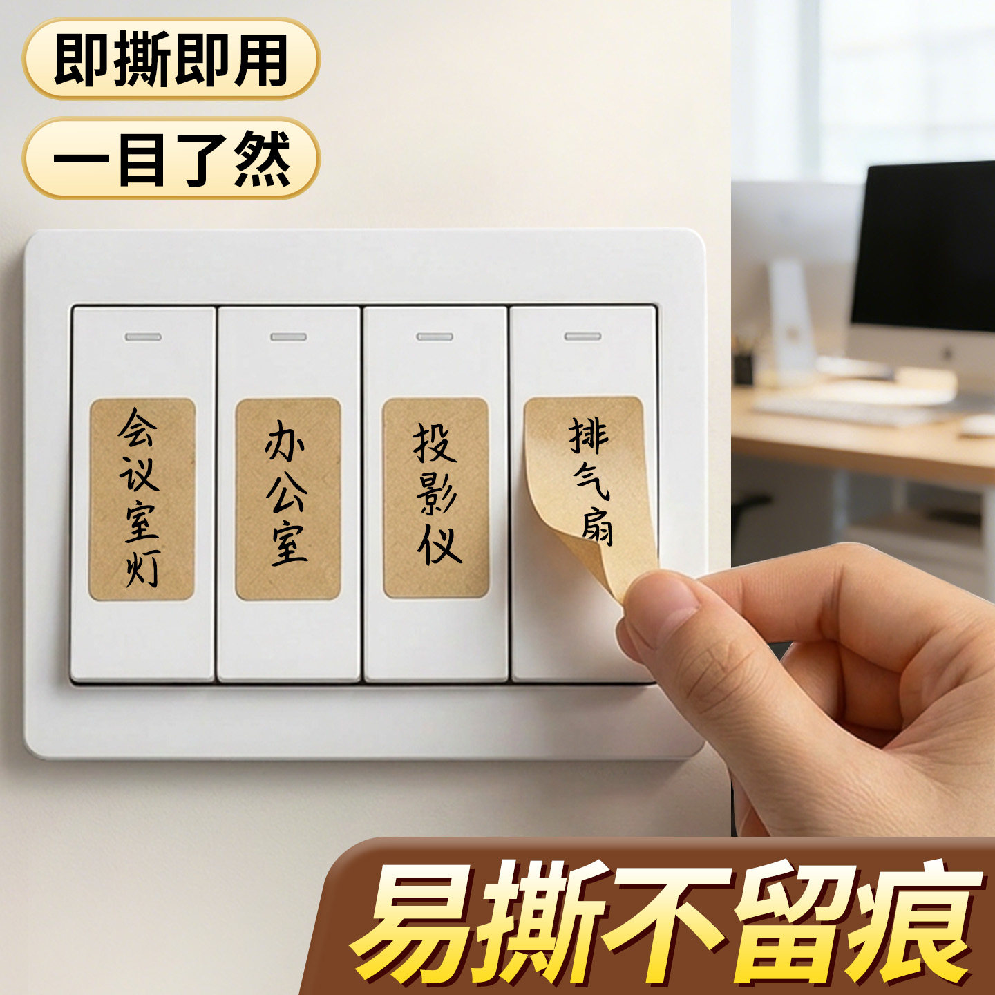 粘性强牛皮标签贴易撕不留痕