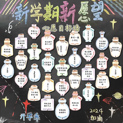 开学目标心愿卡学生目标墙贴