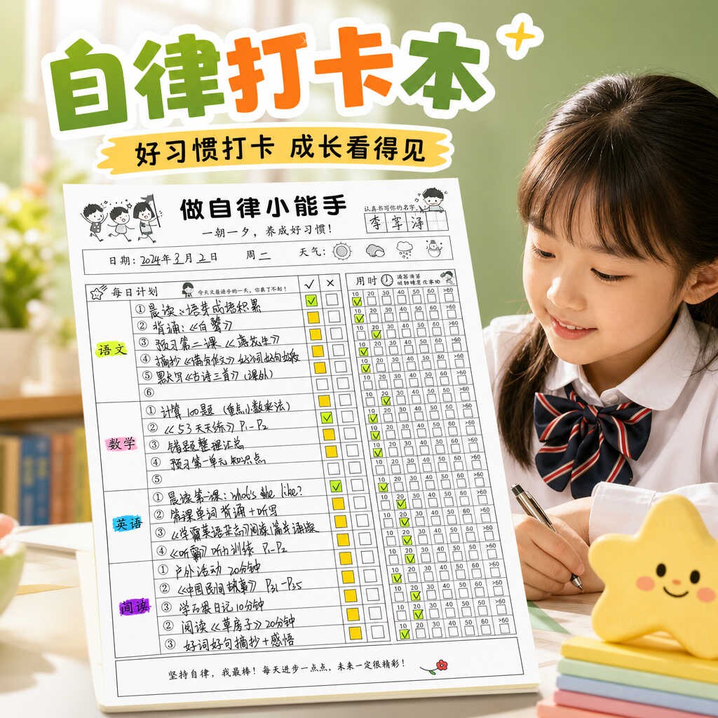 【2本装】小学生暑期自律打卡本
