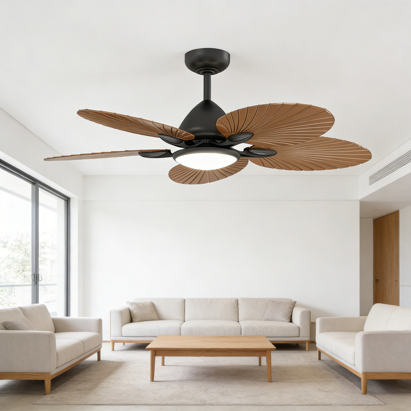 东南亚风格芭蕉叶吊扇灯美式复古餐厅客厅变频静音别墅风扇吊灯