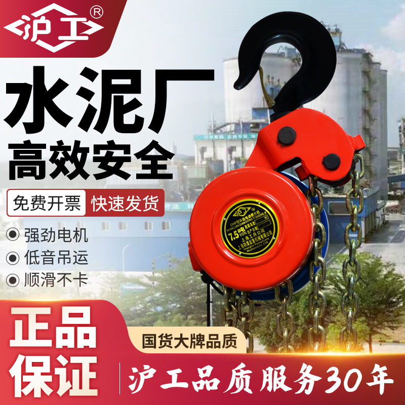 沪工环链DHT电动葫芦盘式电机吊装水泥厂管道吊装倒链提升机