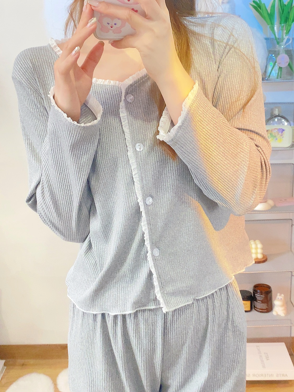 睡衣女春秋长袖薄款开襟衫两件套2025年秋款简约学生可外穿家居服