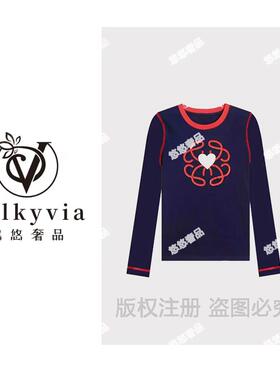 【Valkyvia/悠悠奢品】秋季图案刺绣圆领长袖女士打底衫J5811#