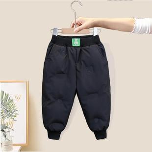儿童白鸭绒羽绒裤男童冬季加厚东北外穿棉裤女童保暖裤子宝宝冬装