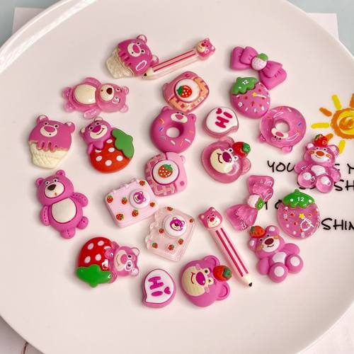 卡通草莓熊奶油胶diy配件