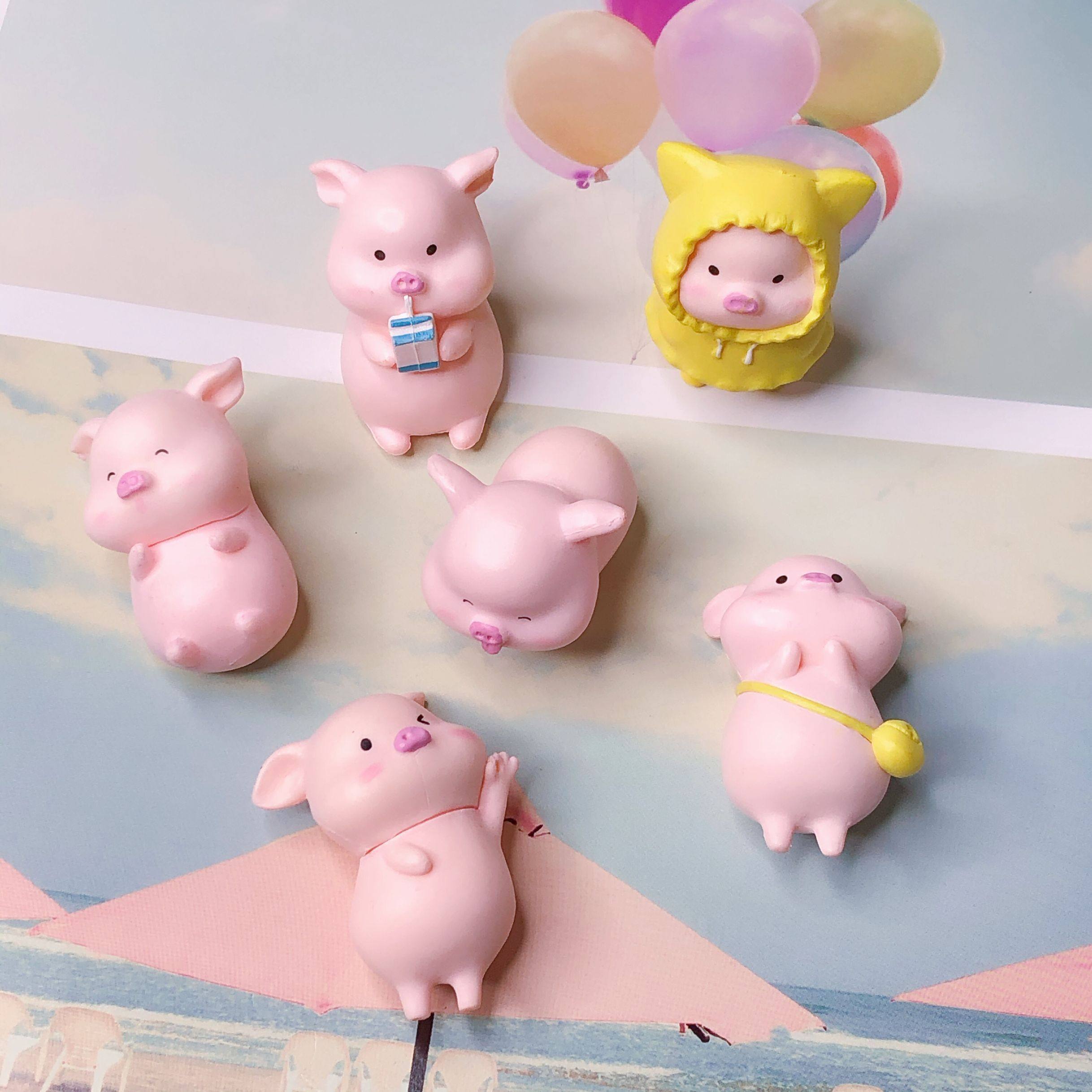 创意可爱萌萌的雨衣卡通小猪玩偶 手机壳diy奶油胶材料配件装饰物