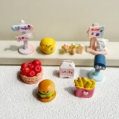 微景观苔藓可爱路牌牛奶汉堡薯条食玩奶油胶diy摆台材料桌面装 饰