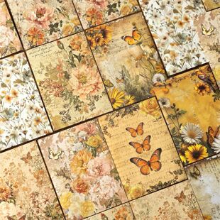 糖诗花笺往事系列素材纸 复古梦幻水彩花卉手帐DIY痛包背景打底纸