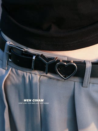 Yproject 22ss春夏小众金属爱心Y字母复古皮质腰带皮带男女情侣