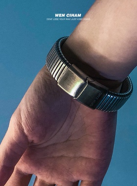 WEN CIHAM21AW复古银色未来机械感钢带表带式手链手环ins潮流男女