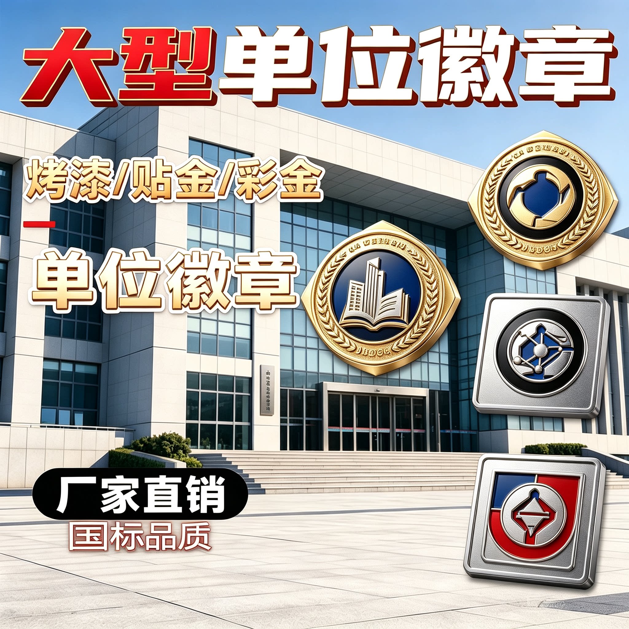 大型立体烤漆铝合金徽章背景墙