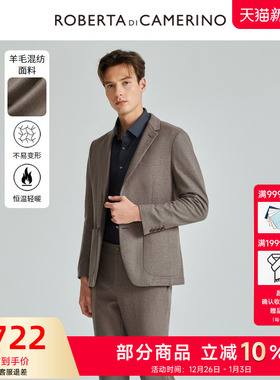 [含绵羊毛]ROBERTA诺贝达男装男士西服秋季新款纯色休闲西服外套