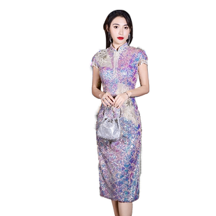 旗袍婚宴晚礼服女2026新款冬季妈妈装高端气质年轻款连衣裙高级感