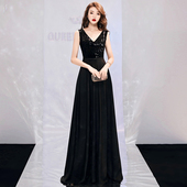 晚礼服裙女2026新款 亮片连衣裙高端 简单大方宴会高贵优雅黑色长款