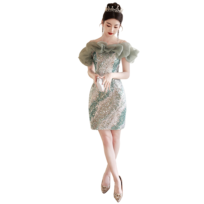 短款小晚礼服裙女宴会高端轻奢亮片名媛生日聚会连衣裙高级感性感
