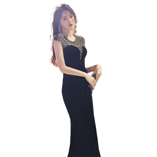 年会晚礼服女2026新款高贵气质轻奢鱼尾性感名媛宴会主持人连衣裙