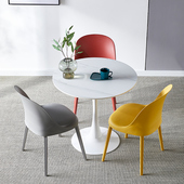 岩板圆桌接待洽谈桌椅组合家用饭桌餐桌郁金香小圆桌子茶几咖啡桌