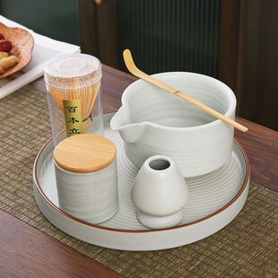 茶筅竹抹茶刷子工具茶碗带导流嘴茶具套装陶瓷盘茶道配件器具